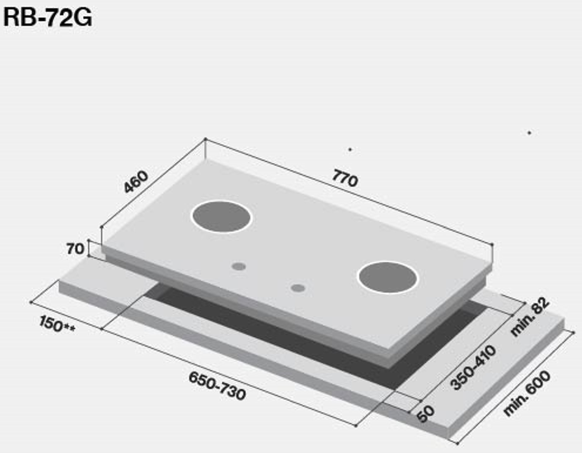 RB-72G | 2-Hyper Burner Built-in Gas Hob | Rinnai Malaysia