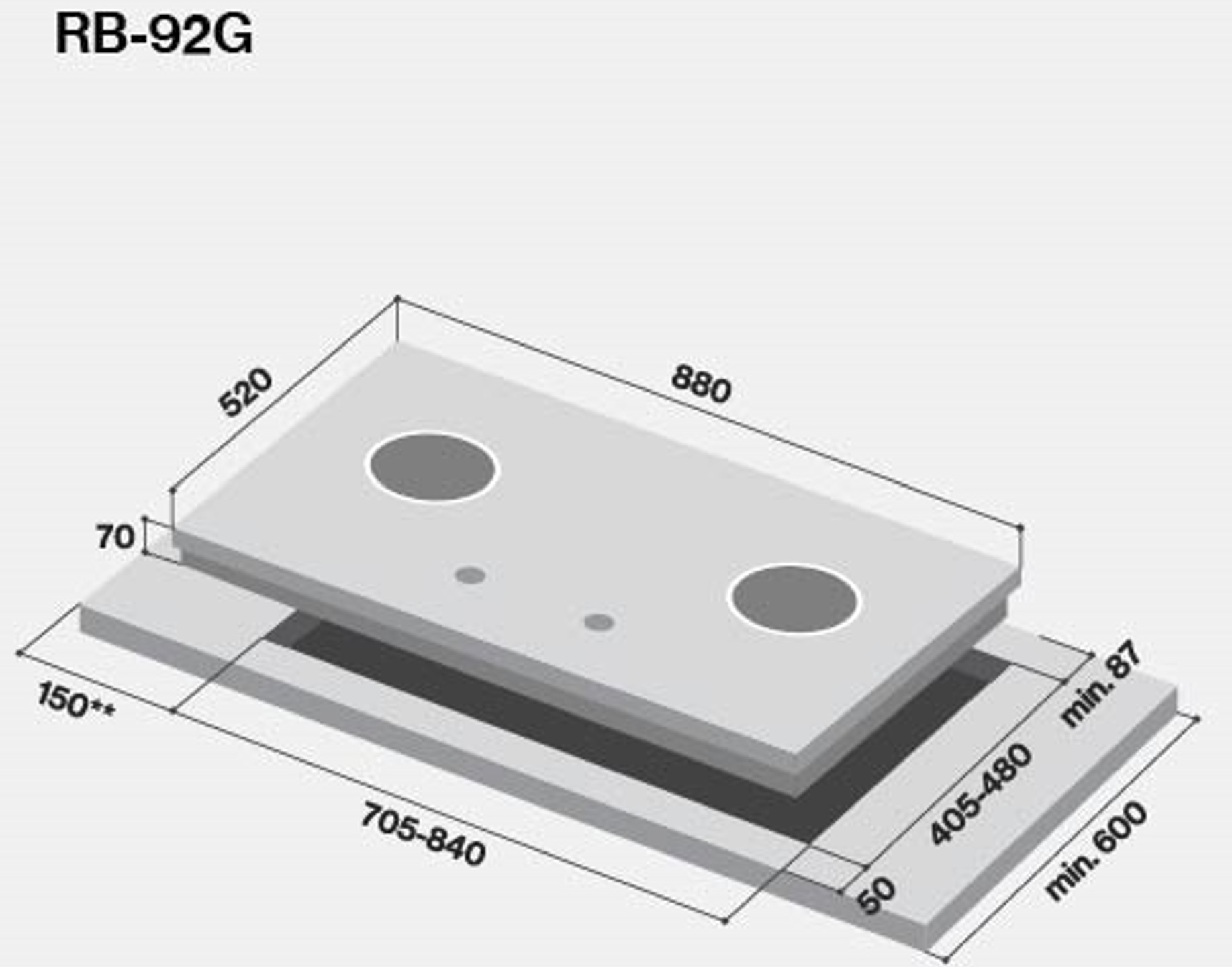 RB-92G | 2-Hyper Burner Built-in Gas Hob | Rinnai Malaysia