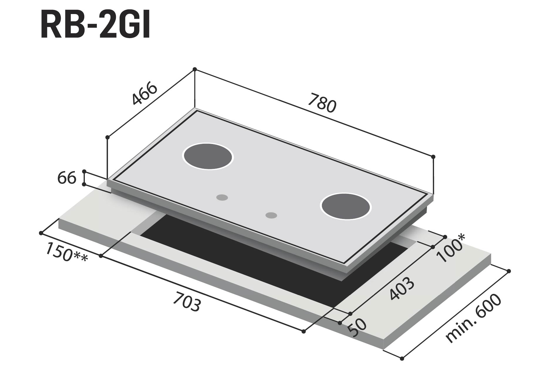 RB-2GI | 2-Inner Burner Built-in Gas Hob | Rinnai Malaysia