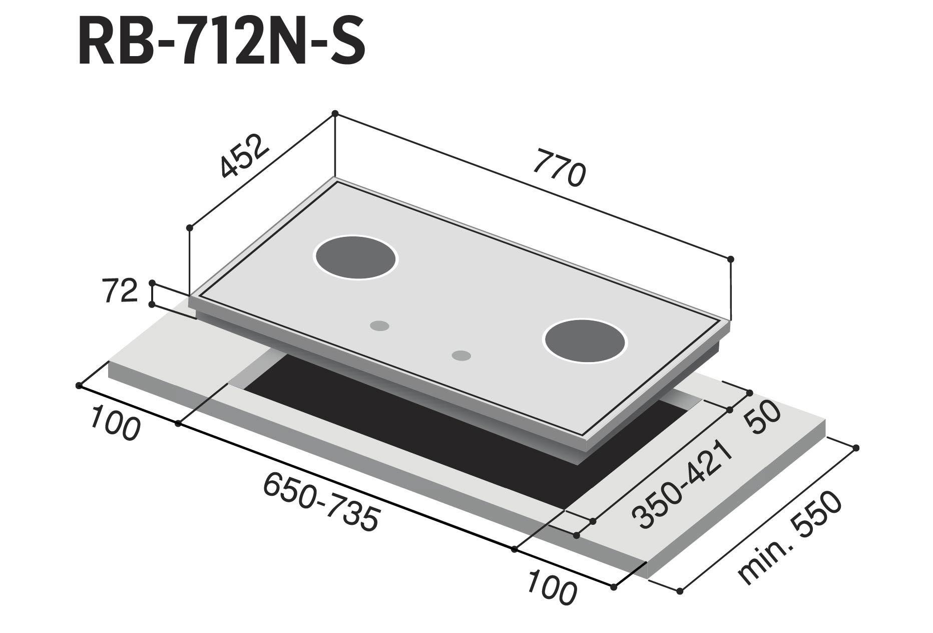 RB-712N-S | 2-Burner Built-in Gas Hob | Rinnai Malaysia