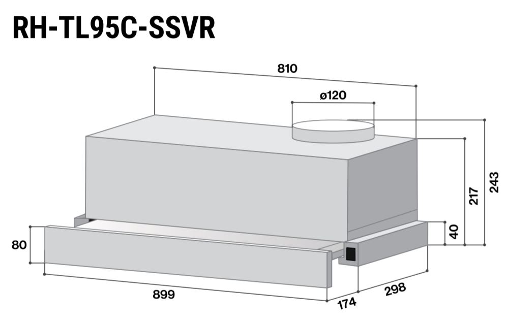 RH-TL95C-SSVR | 90cm Telescopic Range Hood | Rinnai Malaysia