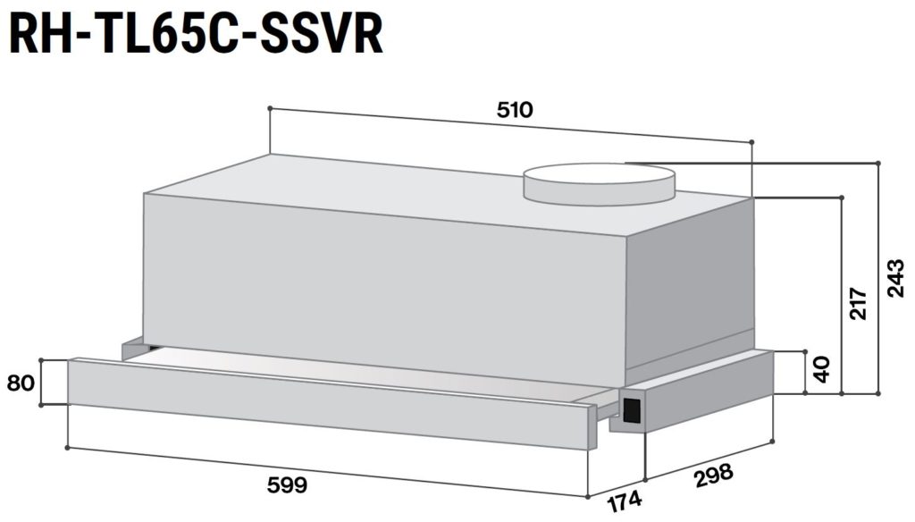 RH-TL65C-SSVR | 60cm Telescopic Range Hood | Rinnai Malaysia